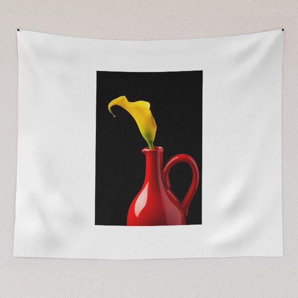 Item preview, Yellow Calla Lily In Red Pitcher designed and sold by Garry Gay.