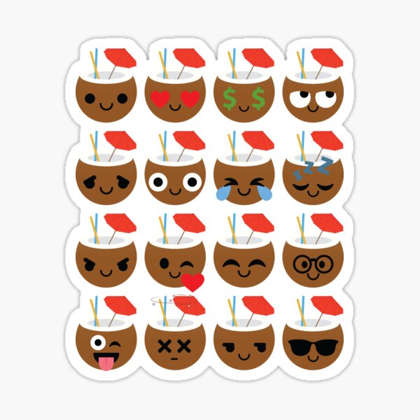 "Coconut Emoji " Sticker by HippoEmo Redbubble