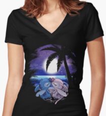 Aloha au ia 'oe Tailliertes T-Shirt mit V-Ausschnitt