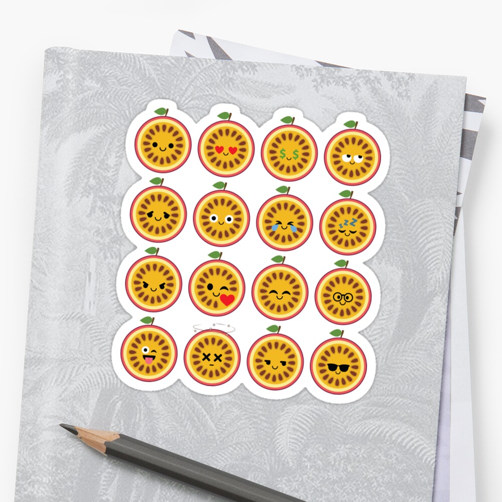 "Passion Fruit Emoji " Sticker by HippoEmo Redbubble