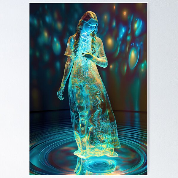 Surreal Hologram Woman Poster for Sale by Mystikos Art Redbubble