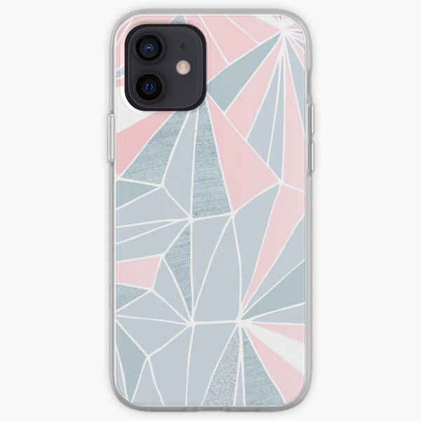 Cool blue/grey and pink Geometric Prism Pattern iPhone Soft Case