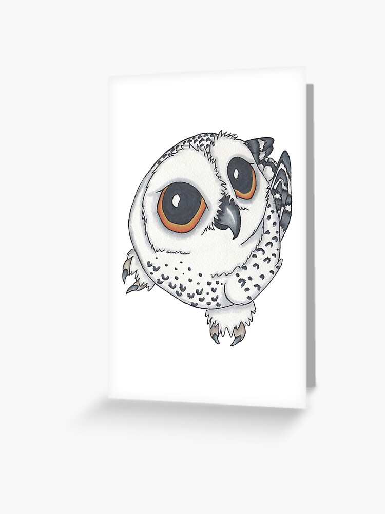 Cute Snowy Owl Greeting Card By Dilligafm8 Redbubble