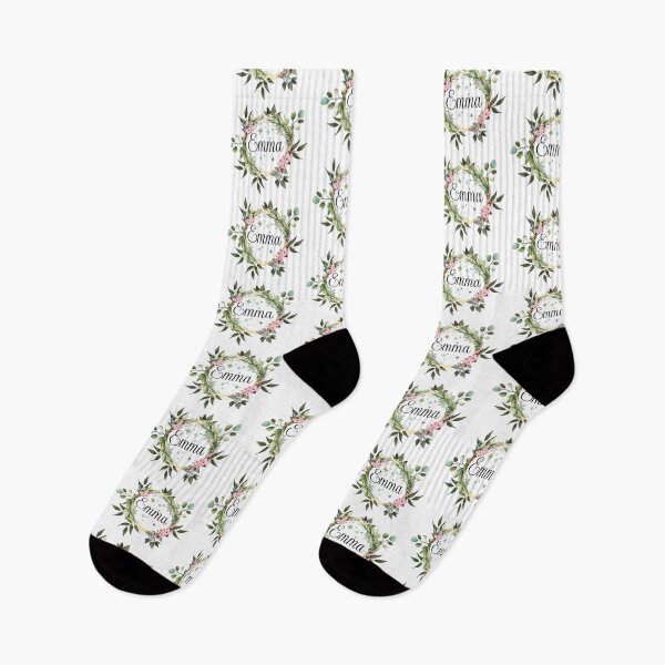 Aperçu de l'œuvre EMMA personnalisé nom anniversaire étiquette nom de famille EMMA fille nom personnalisé prénom nom de famille aquarelle florale créée et vendue par HalloweenGift.