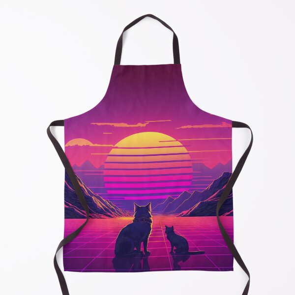 Item preview, a cat and a dog, 80s retro sunset, animal lovers, Art deco house - designed and sold by CreativeHabbit.