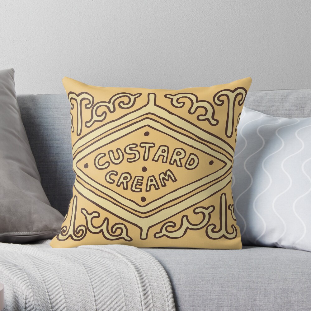 Custard Cream British Biscuit Throw Pillow