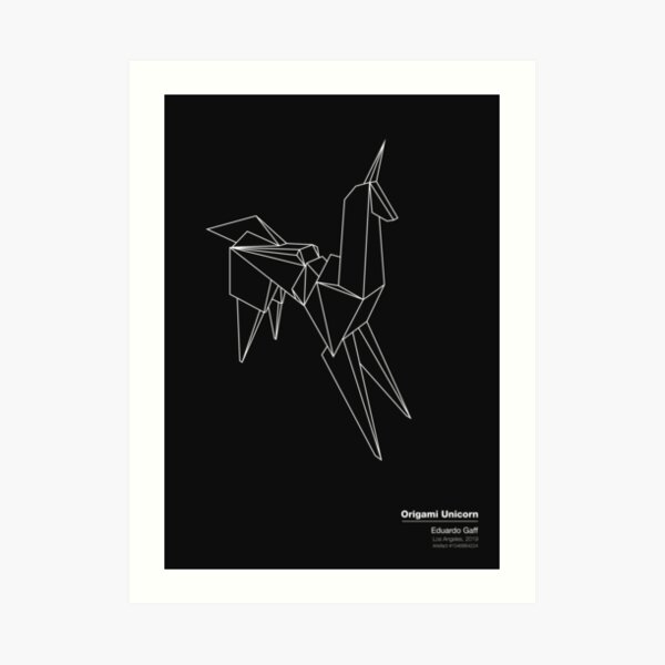 Origami Unicorn Art Print