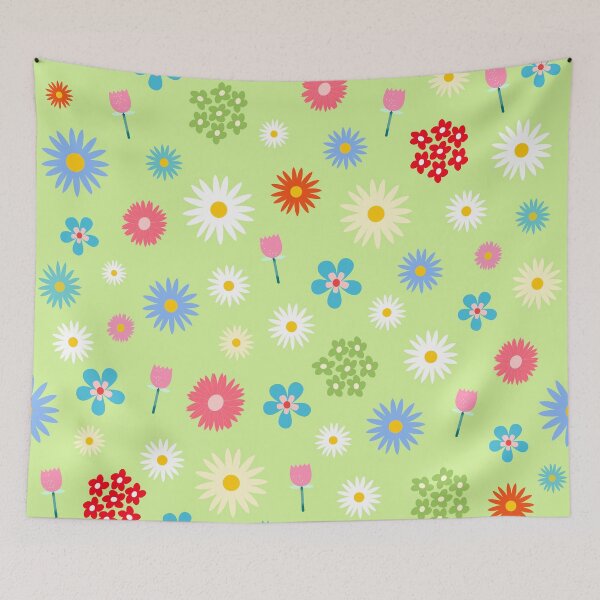 Item preview, Pretty Sweet Flowers on lime green background designed and sold by lucybrownlane.
