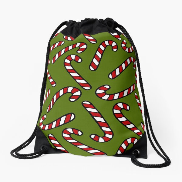 Candy Cane Pattern Drawstring Bag