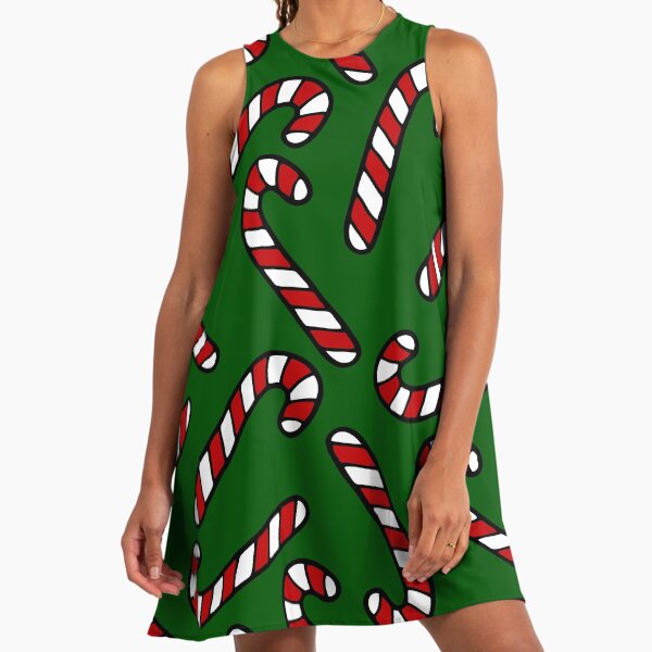 Candy Cane Pattern Dark Green" A-Line Dress for Sale by evannave | Redbubble