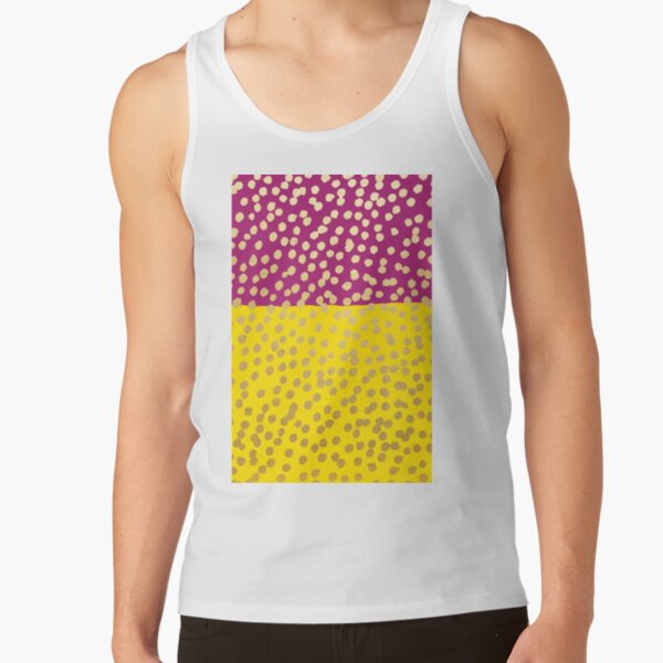 Yellow and Aubergine Gold Dot Spot Pattern Tank Top