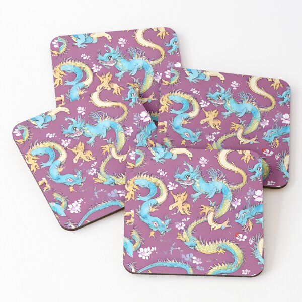Item preview, Blue dragons purple background designed and sold by MoonsideGallery.