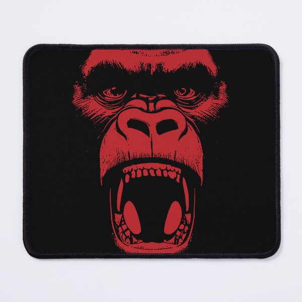 Item preview, Angry Gorilla Yelling Silverback Gorilla with Mouth Wide Open showing Teeth Red Version designed and sold by pelagio.