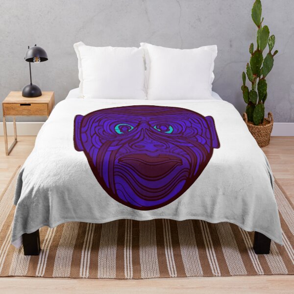 Item preview, Dark Purple and blue coloured Abstract Monkey with green eyes designed and sold by DaveDanchuk.