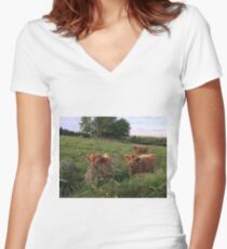 Scottish Highland Cattle Calves 1430 Women's Fitted V-Neck T-Shirt