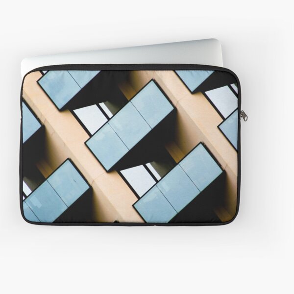 Blue and Beige Rectangles and Reflection Abstract Building Architecture Photograph Laptop Sleeve
