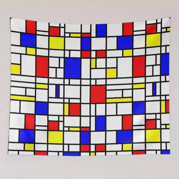 Artikelvorschau, Modernes Kunst-rotes gelbes blaues Gitter-Muster entworfen und verkauft von MarkUK97.