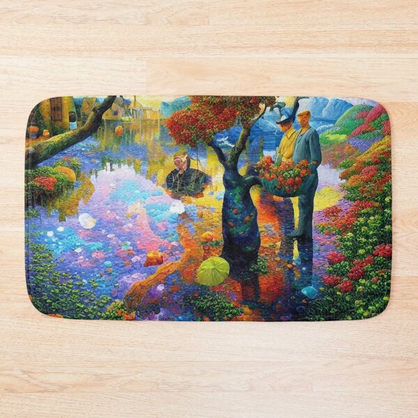 Item preview, High Colour Fantasy Landscape with Two Men and Trees by a Lake designed and sold by KALEIDOSCOPE UK.