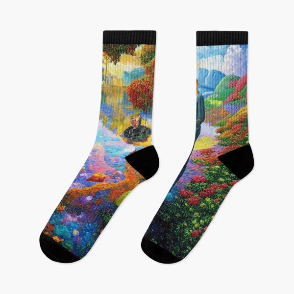 Item preview, High Colour Fantasy Landscape with Two Men and Trees by a Lake designed and sold by KALEIDOSCOPE UK.