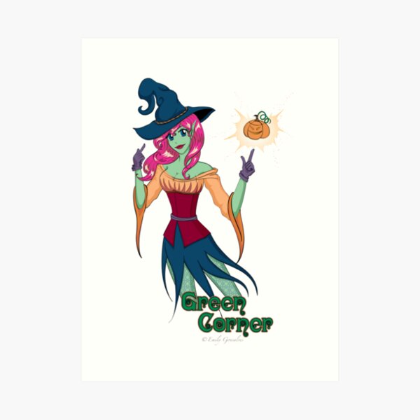 Green Corner Witch Art Print