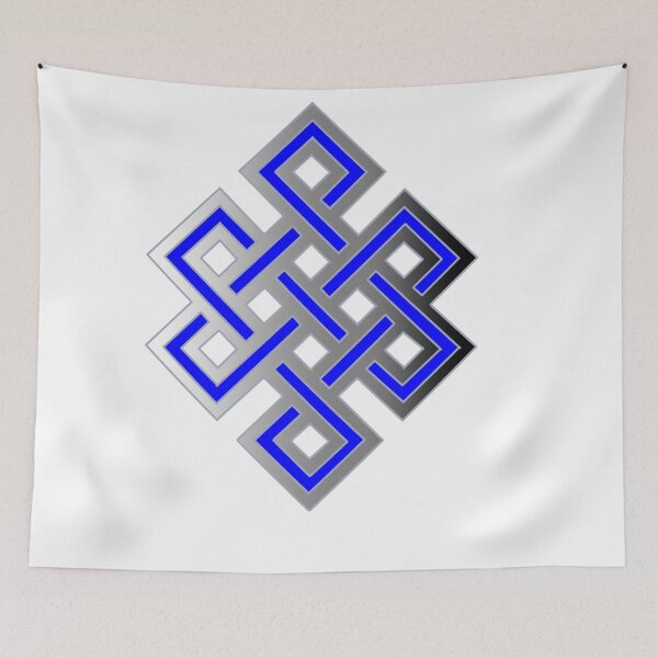 Item preview, Símbolo de karma azul negro gris plata, nudo eterno, designed and sold by WithIntent.