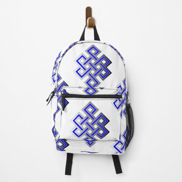 Artikelvorschau, Karma Symbol blau schwarz grau silber, ewiger Knoten, entworfen und verkauft von WithIntent.