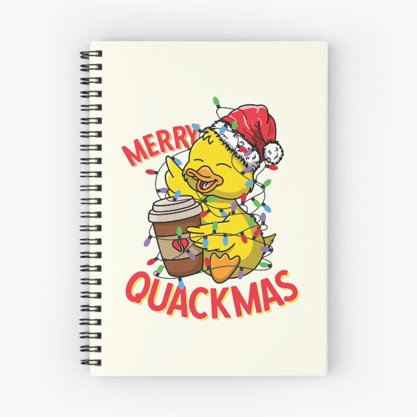 Artikelvorschau, Frohe Quackmas | Gelbe Weihnachtsmann-Ente verheddert sich in Weihnachtsbeleuchtung | Lustiges Weihnachtswortspiel | Weihnachtsgeschenkideen entworfen und verkauft von DrawingBoard.