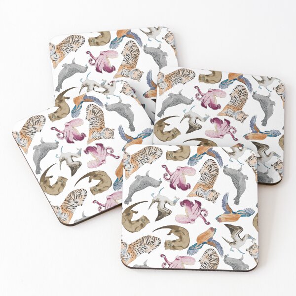 Item preview, Fish Feeding Frenzy Loose Pattern White designed and sold by Nicky Rollings.