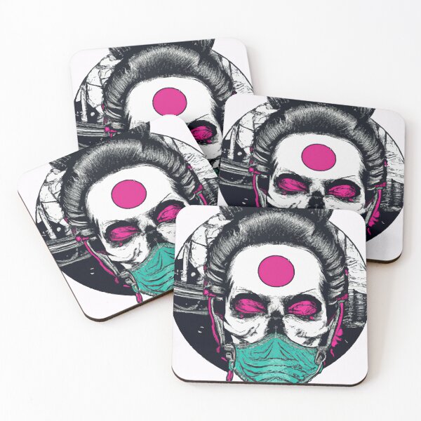 Item preview, Cool Japanese Geisha Half Skull Face Illustration designed and sold by neverenddreams.