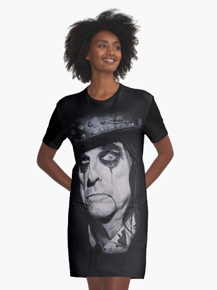 Alice Cooper Portrait Graphic T Shirt Dress By Dioptriart