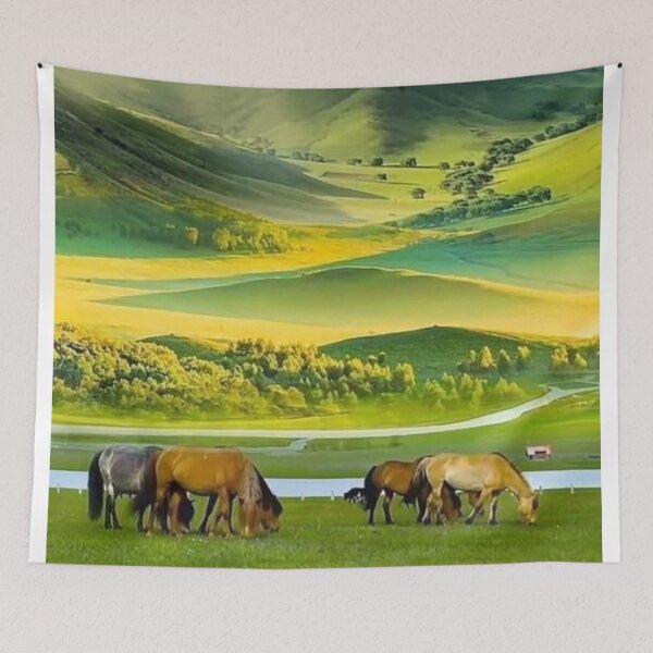 Item preview, Mountain Painting With Horses designed and sold by NengShop.