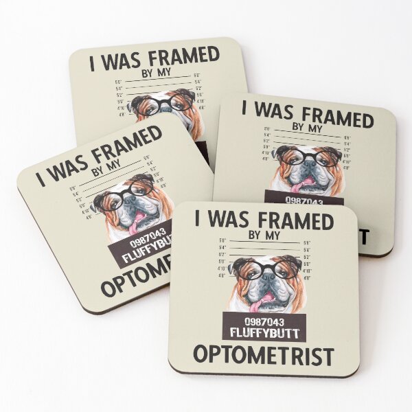 Item preview, English Bulldog With Glasses - I Was Framed Optometry Pun designed and sold by Primroaddesigns.