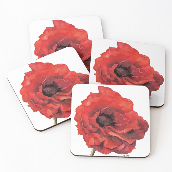 Item preview, Red Poppy Watercolor Drawing designed and sold by Heezel.