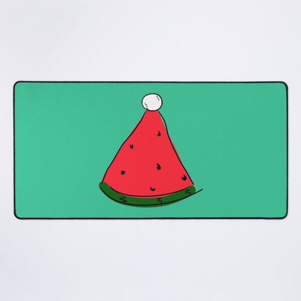 Item preview, Hot Summer Australian Christmas Watermelon Santa Hat Abstract with Green Background- designed and sold by Karen Ekdahl.