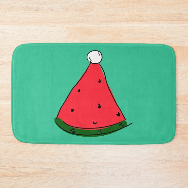 Item preview, Hot Summer Australian Christmas Watermelon Santa Hat Abstract with Green Background- designed and sold by Karen Ekdahl.