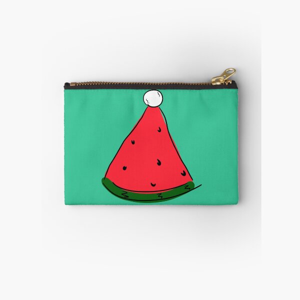 Item preview, Hot Summer Australian Christmas Watermelon Santa Hat Abstract with Green Background- designed and sold by Karen Ekdahl.