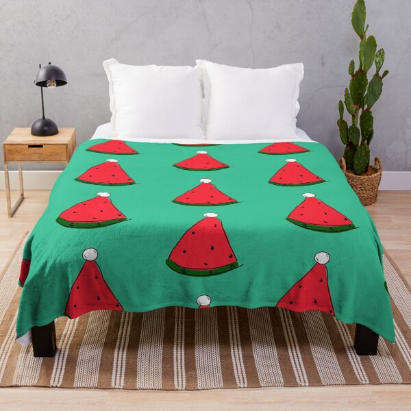 Item preview, Hot Summer Australian Christmas Watermelon Santa Hat Abstract with Green Background- designed and sold by Karen Ekdahl.