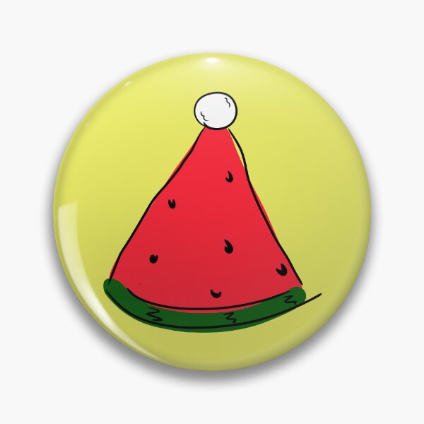 Item preview, Hot Summer Australian Christmas Watermelon Santa Hat Abstract with Yellow Background- designed and sold by Karen Ekdahl.