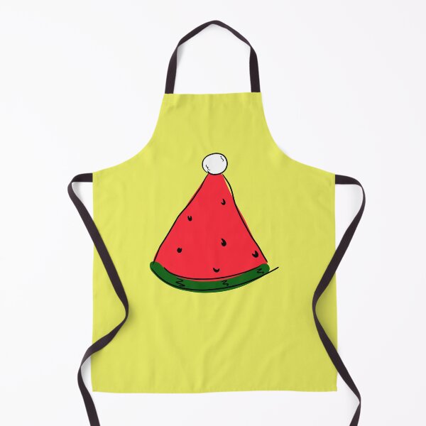 Item preview, Hot Summer Australian Christmas Watermelon Santa Hat Abstract with Yellow Background- designed and sold by Karen Ekdahl.