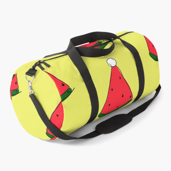 Item preview, Hot Summer Australian Christmas Watermelon Santa Hat Abstract with Yellow Background- designed and sold by Karen Ekdahl.