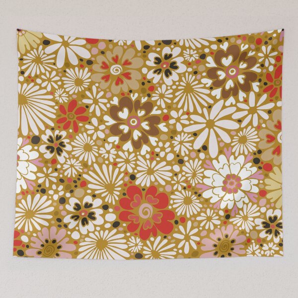Item preview, Retro floral pattern 70s groovy designed and sold by ReneMagritteArt.