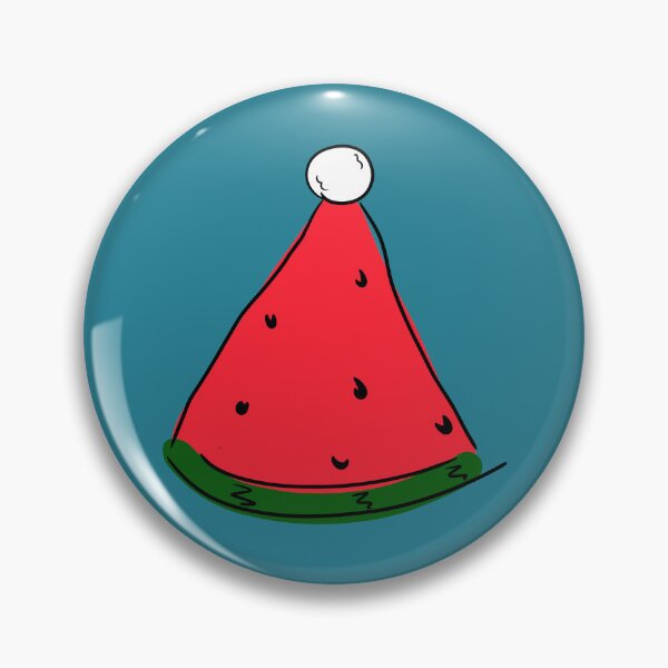 Item preview, Hot Summer Australian Christmas Watermelon Santa Hat Abstract with Blue Background- designed and sold by Karen Ekdahl.