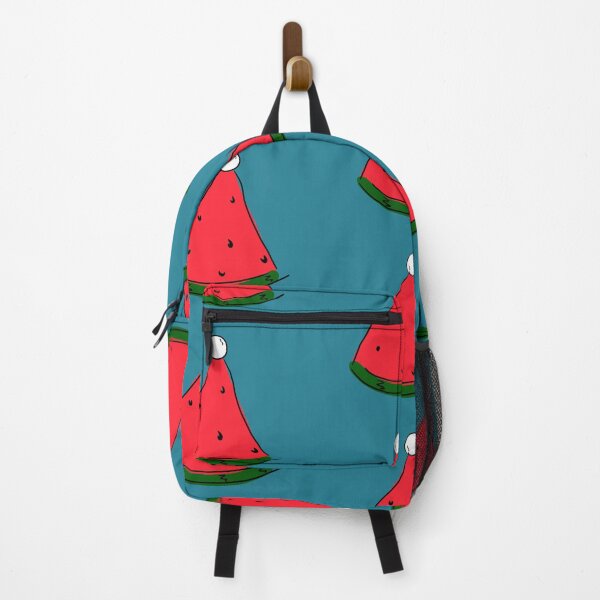 Item preview, Hot Summer Australian Christmas Watermelon Santa Hat Abstract with Blue Background- designed and sold by Karen Ekdahl.