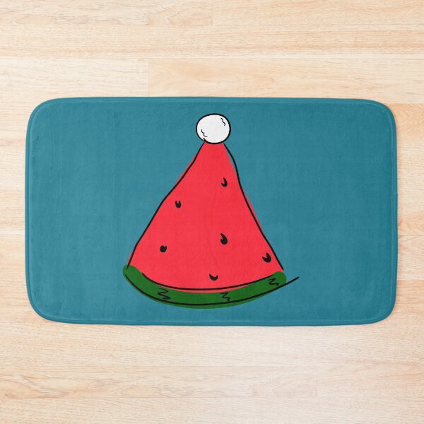 Item preview, Hot Summer Australian Christmas Watermelon Santa Hat Abstract with Blue Background- designed and sold by Karen Ekdahl.