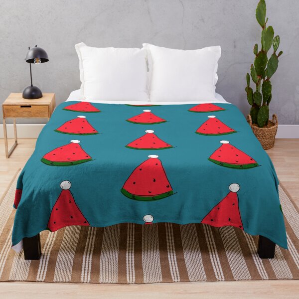 Item preview, Hot Summer Australian Christmas Watermelon Santa Hat Abstract with Blue Background- designed and sold by Karen Ekdahl.