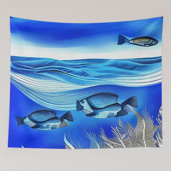 Item preview, Blue Fish Flying and Seaweed Swimming  designed and sold by deniselynnimage.