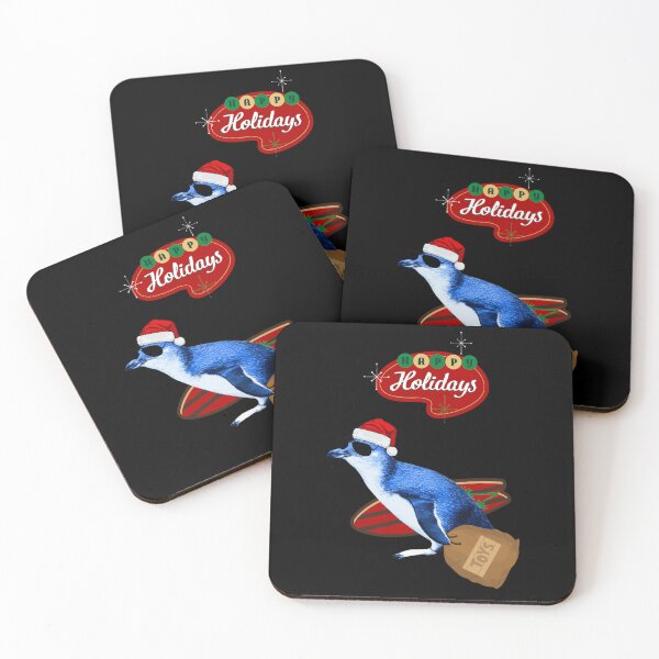Item preview, Happy Holiday Surfer Penguin (fondo negro) designed and sold by SBPenguins.