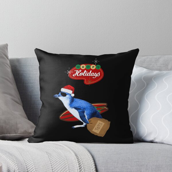 Item preview, Happy Holiday Surfer Penguin (black background)  designed and sold by SBPenguins.