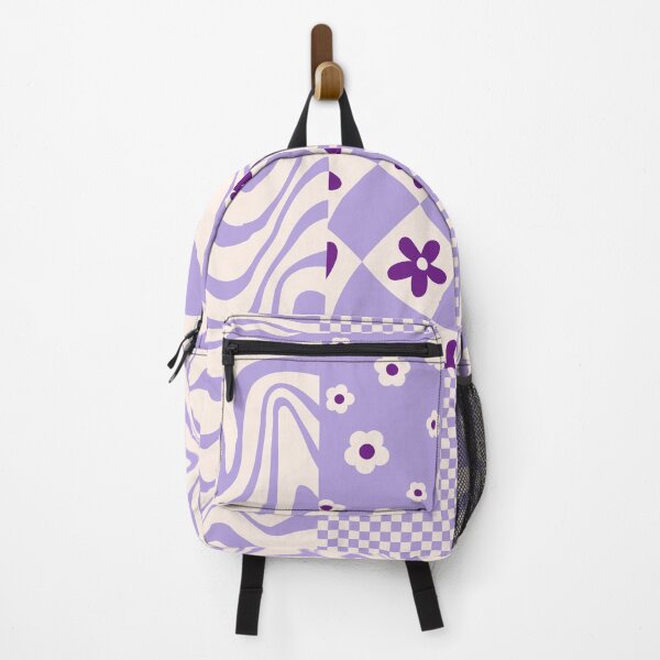 Item preview, Purple School Backpack Puffinka Line Floral #02 designed and sold by puffinka.