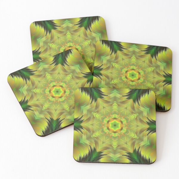 Item preview, hexagonal shaped floral fantasy in shades of bright green colours designed and sold by mister-john.